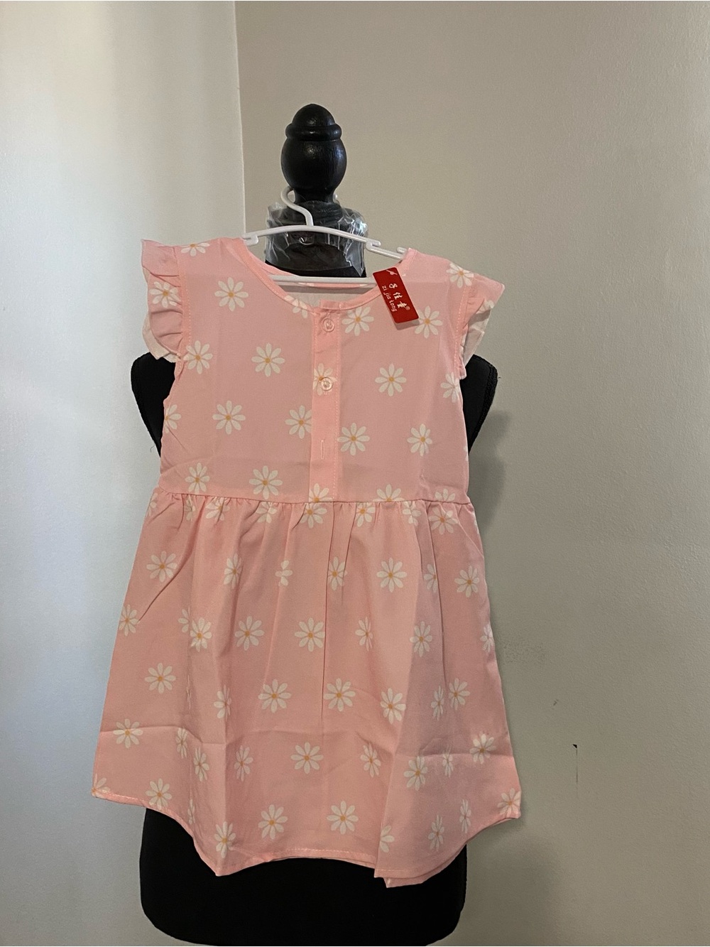 Pink Daisy Print Girls Dress